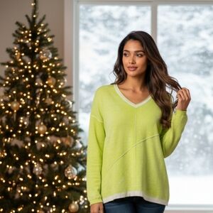 Elliott Lauren Lime V-Neck Sweater
